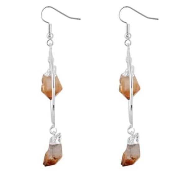 Brazilian Natural Citrine Drop Earrings in Silvertone 42.50ctw - Picture 4 of 15